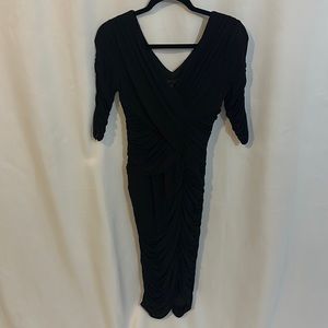 BCBGMaxAzria Black Ruched Bodycon Dress Size M